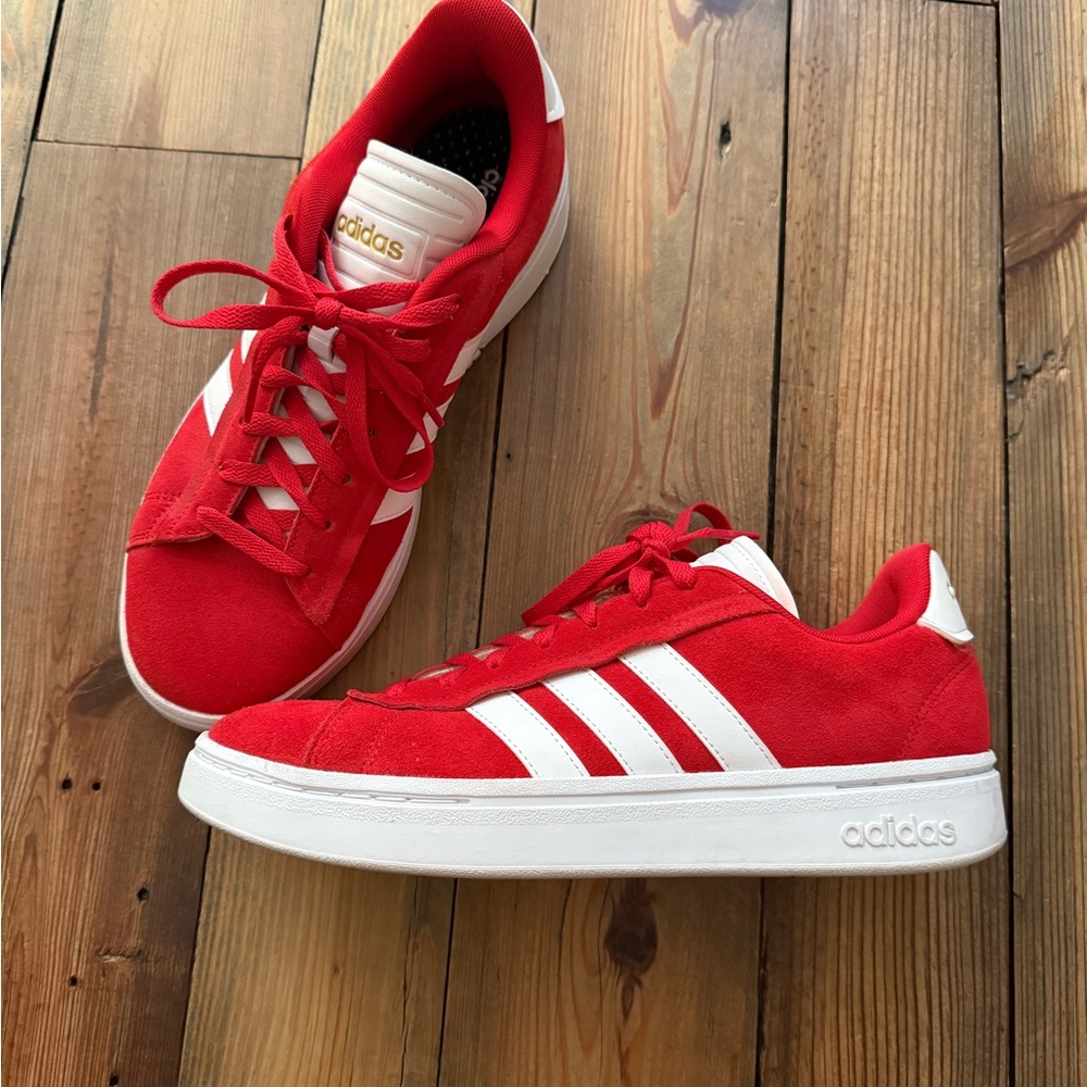 Adidas Scarlet and White Grand Court Alpha